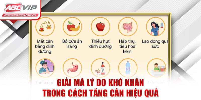 Giải mã lý do khó khăn trong cách tăng cân hiệu quả